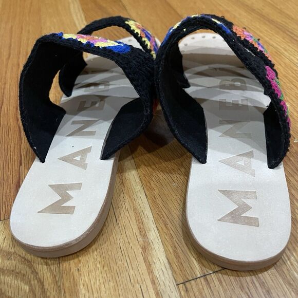 Manebi Evereve Boho Crochet Double Strap Sandals Womens Size 37 US 7 NEW NO BOX - Picture 4 of 13